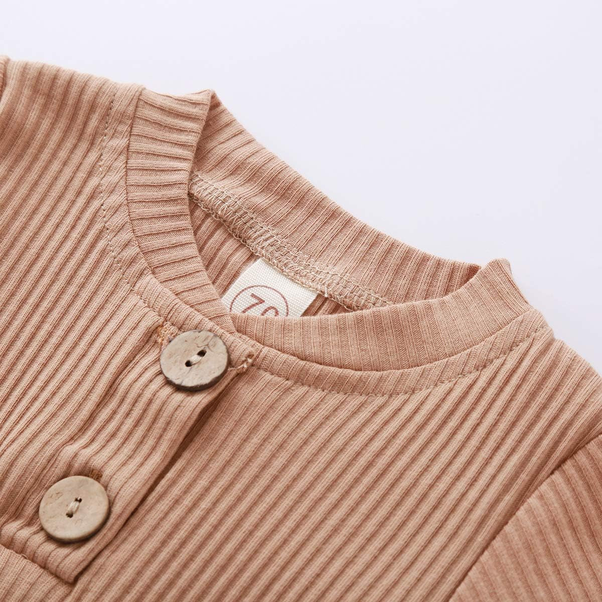 Newborn Baby Boy Girl Clothes Unisex Solid Cotton Long Sleeve Knitted Ribbed Romper & Pants Set Infant Winter Outfits