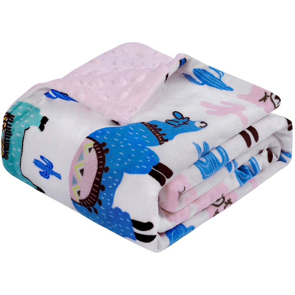 Soft Silky Minky Baby Blanket for Girls, Sensory Bedding Blanket with Dotted Backing, Fleece Plush Blanket for Nursery Crib, Stroller, Toddler Bed, Carseat, Alpaca Cactus Pink 30X40
