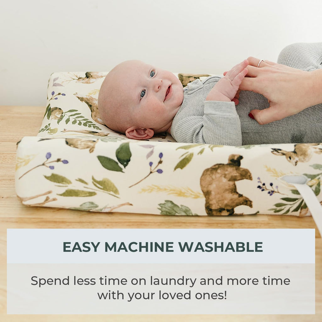 - 2 Pack Premium Changing Pad Cover - Ultra-Soft Cotton Blend, Stylish Woodland Pattern, Safe and Snug for Baby (Wildlife)