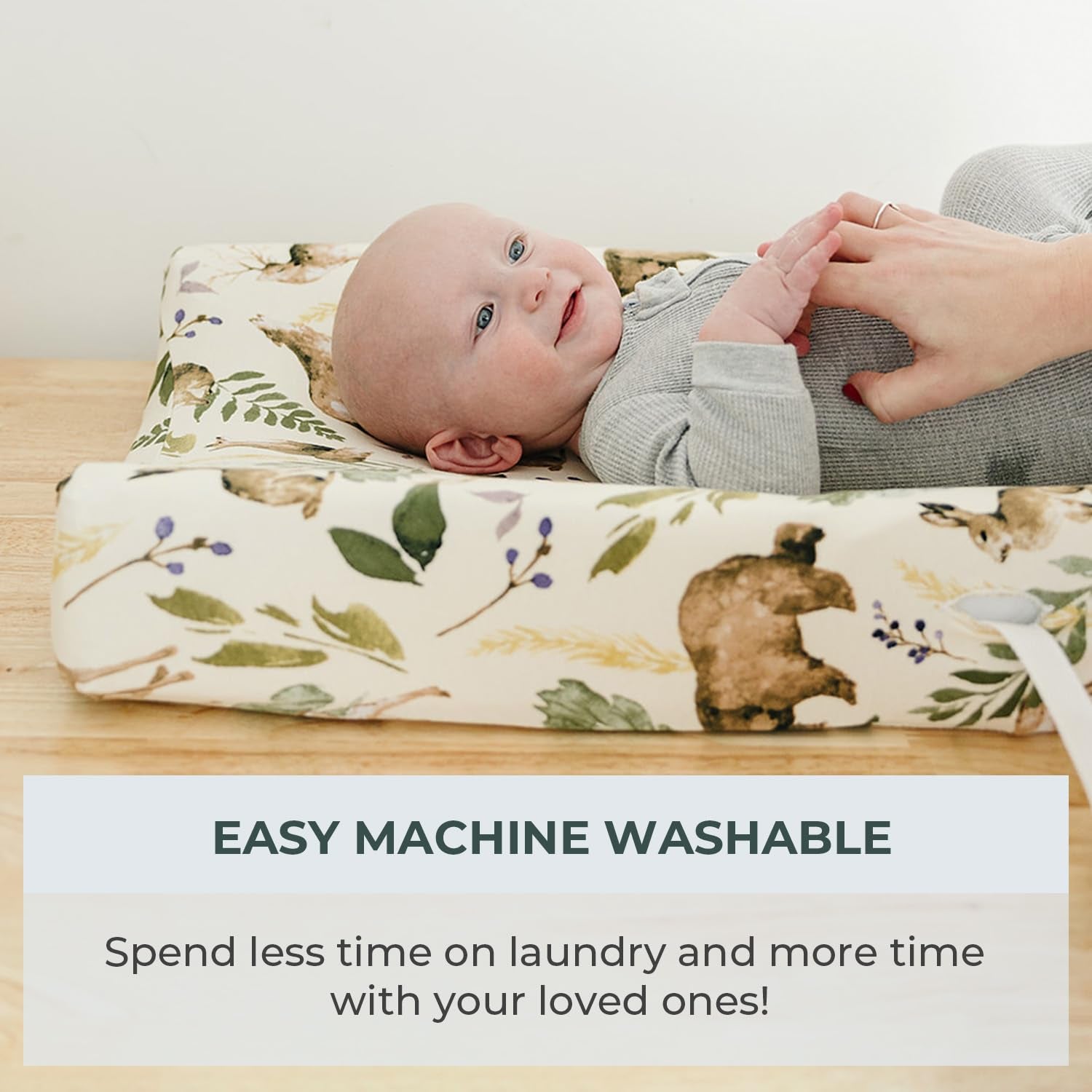 - 2 Pack Premium Changing Pad Cover - Ultra-Soft Cotton Blend, Stylish Woodland Pattern, Safe and Snug for Baby (Wildlife)