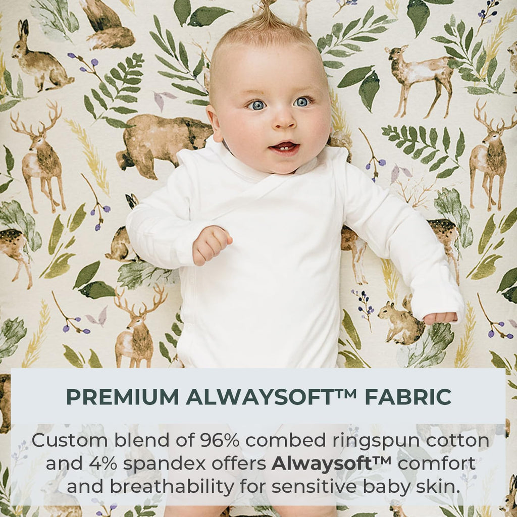 - 2 Pack Premium Changing Pad Cover - Ultra-Soft Cotton Blend, Stylish Woodland Pattern, Safe and Snug for Baby (Wildlife)