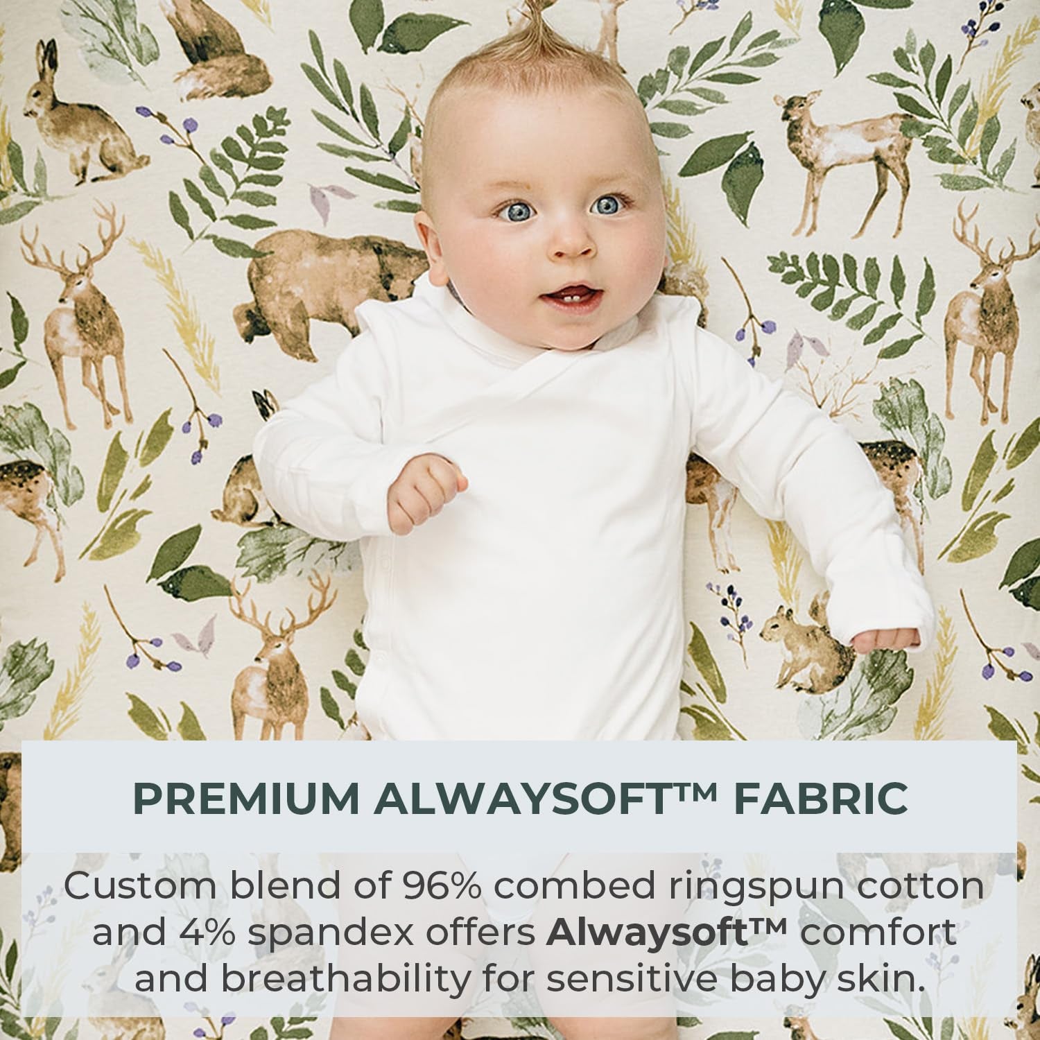 - 2 Pack Premium Changing Pad Cover - Ultra-Soft Cotton Blend, Stylish Woodland Pattern, Safe and Snug for Baby (Wildlife)