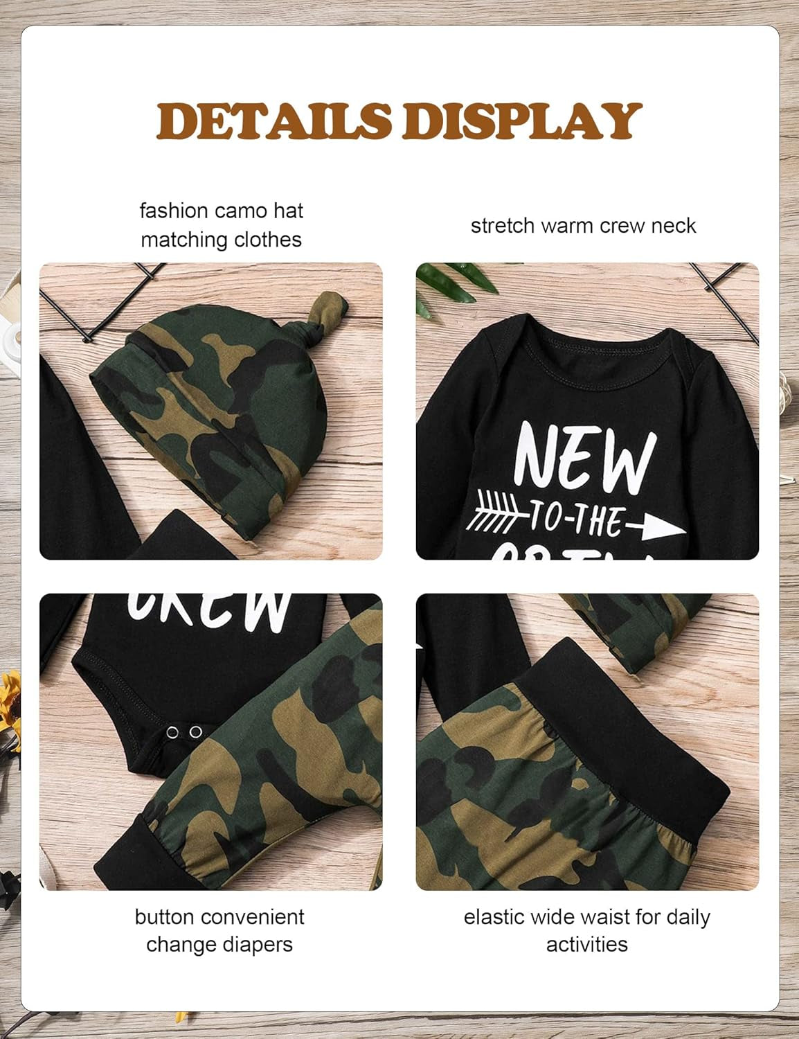 Baby Boy Clothes Tattoo Sleeve Funny Romper Bodysuit+Pants 3PCS Infant Outfits Set