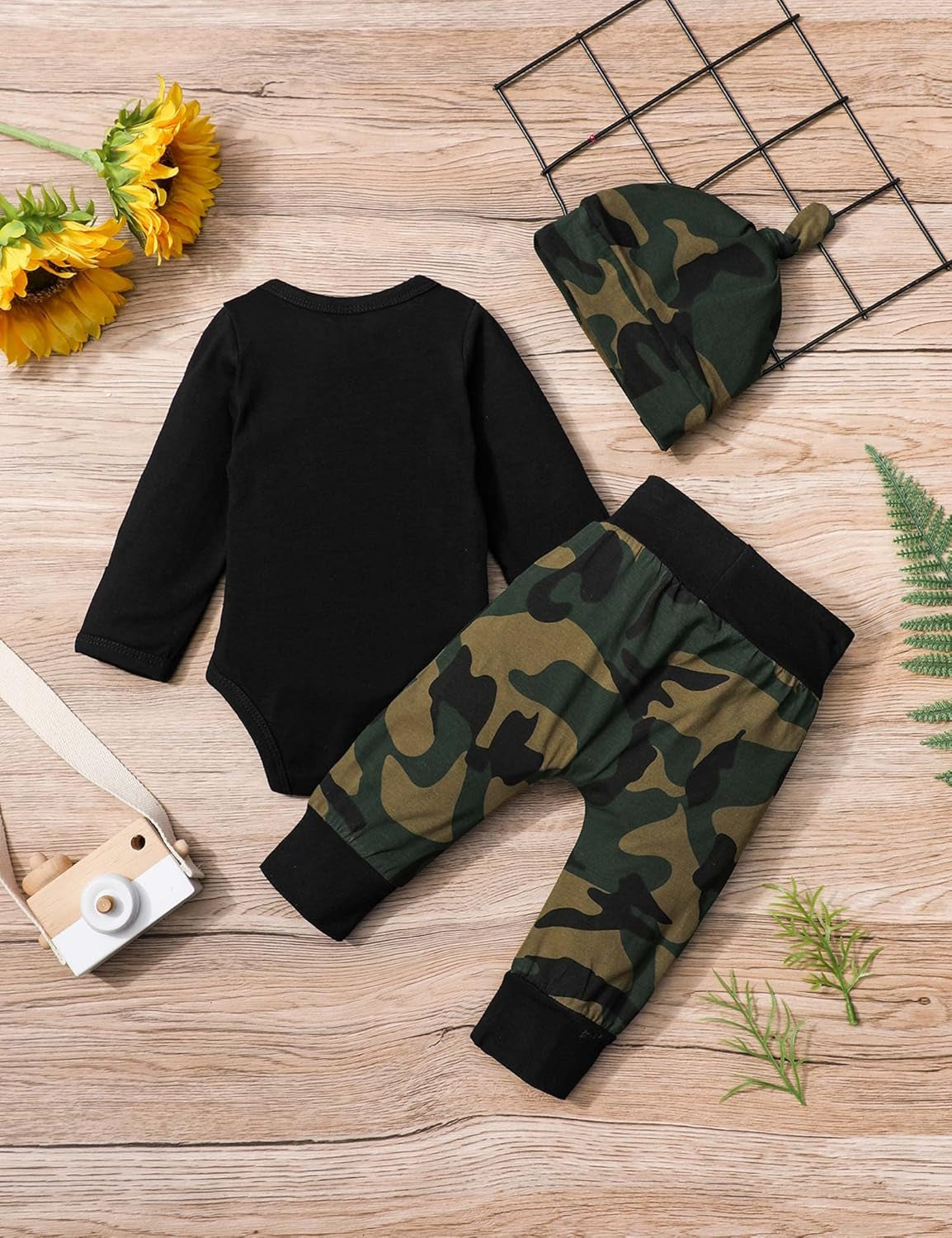 Baby Boy Clothes Tattoo Sleeve Funny Romper Bodysuit+Pants 3PCS Infant Outfits Set