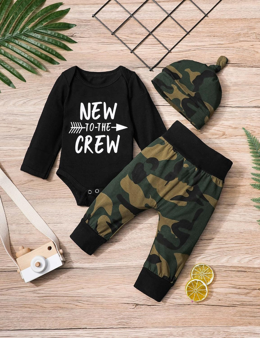 Baby Boy Clothes Tattoo Sleeve Funny Romper Bodysuit+Pants 3PCS Infant Outfits Set