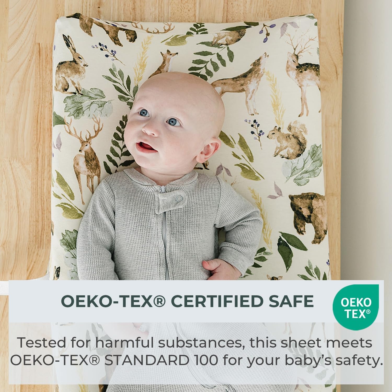 - 2 Pack Premium Changing Pad Cover - Ultra-Soft Cotton Blend, Stylish Woodland Pattern, Safe and Snug for Baby (Wildlife)