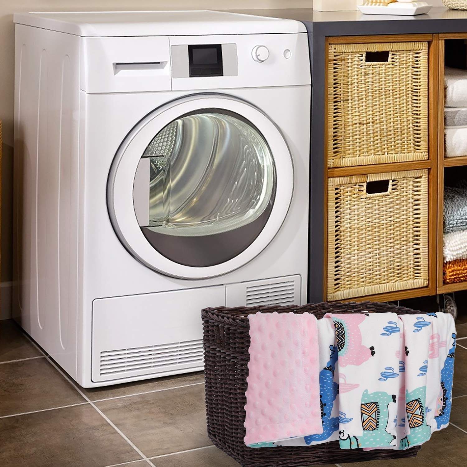 Soft Silky Minky Baby Blanket for Girls, Sensory Bedding Blanket with Dotted Backing, Fleece Plush Blanket for Nursery Crib, Stroller, Toddler Bed, Carseat, Alpaca Cactus Pink 30X40