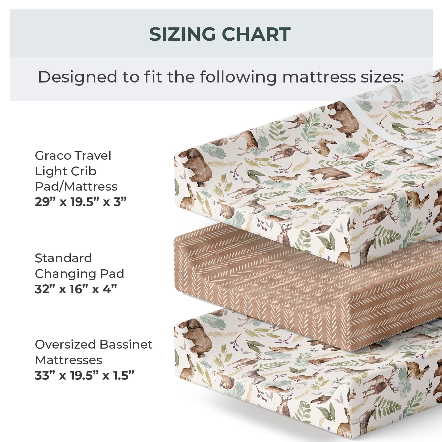 - 2 Pack Premium Changing Pad Cover - Ultra-Soft Cotton Blend, Stylish Woodland Pattern, Safe and Snug for Baby (Wildlife)
