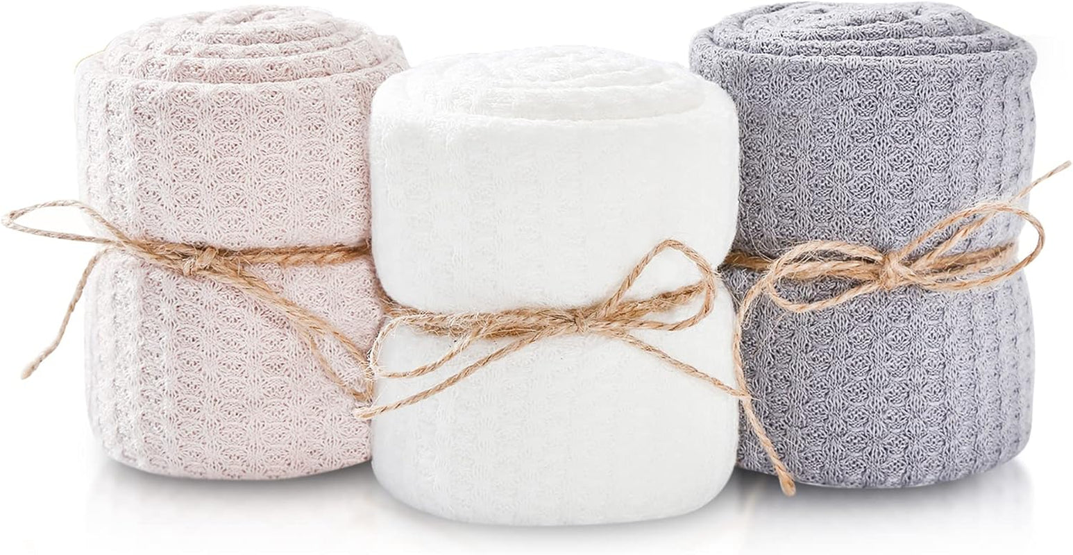 Newborn Photography Wraps - Gender Neutral Baby Essentials - Soft Knit Receiving Blankets - Newborn Photo Props - Neutral, 16" X 64" (3-Pack)