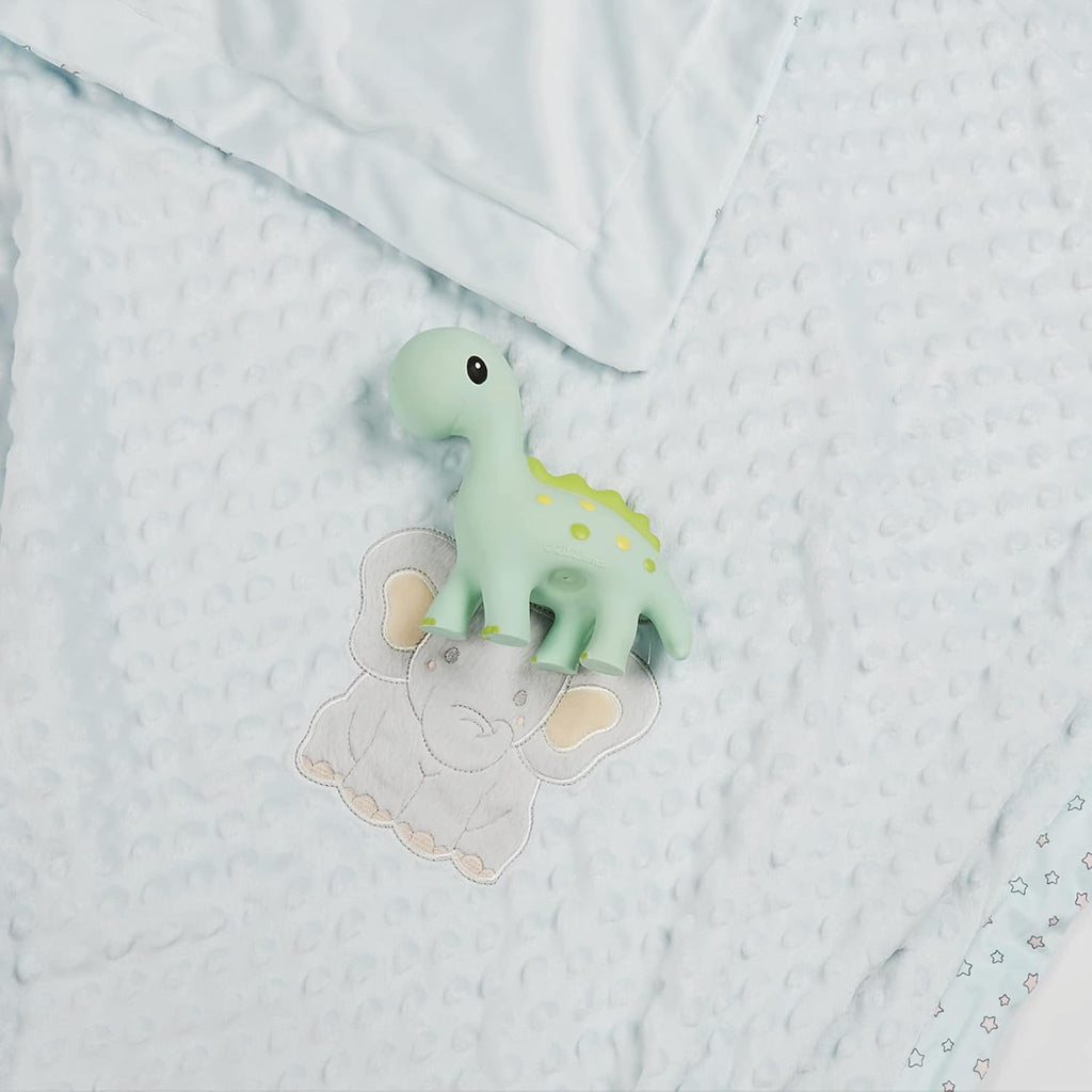 Baby Teething Toys, Dinosaur Teether for Toddler & Baby Boys and Girls, 100% Natural Rubber Squeaker, Bpa-Free, Soothe Sore Itchy Gums & Teething Pain (Dinosaur)