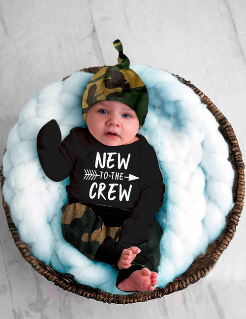 Baby Boy Clothes Tattoo Sleeve Funny Romper Bodysuit+Pants 3PCS Infant Outfits Set